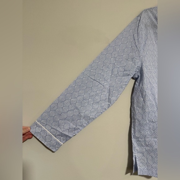 Haven Well Within Blue White Organic Cotton Classic Long Sleeve Pajama Top Large - Picture 9 of 10